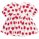 Girls Evelyn Dress - Red Tulips