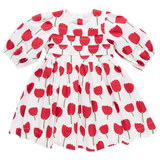 Girls Evelyn Dress - Red Tulips