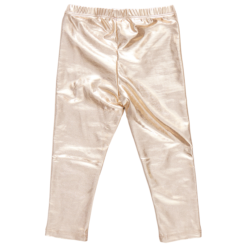 Girls Lame Legging - Light Gold