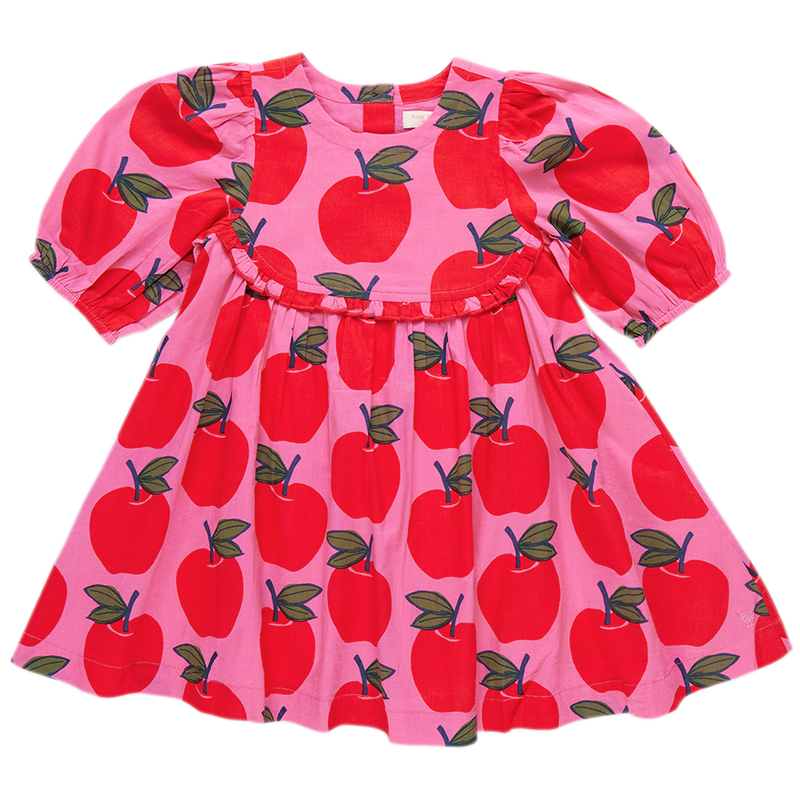 Girls Rowan Dress - Pink Apples