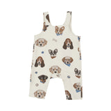 French Terry Vintage Puppy Faces Overalls