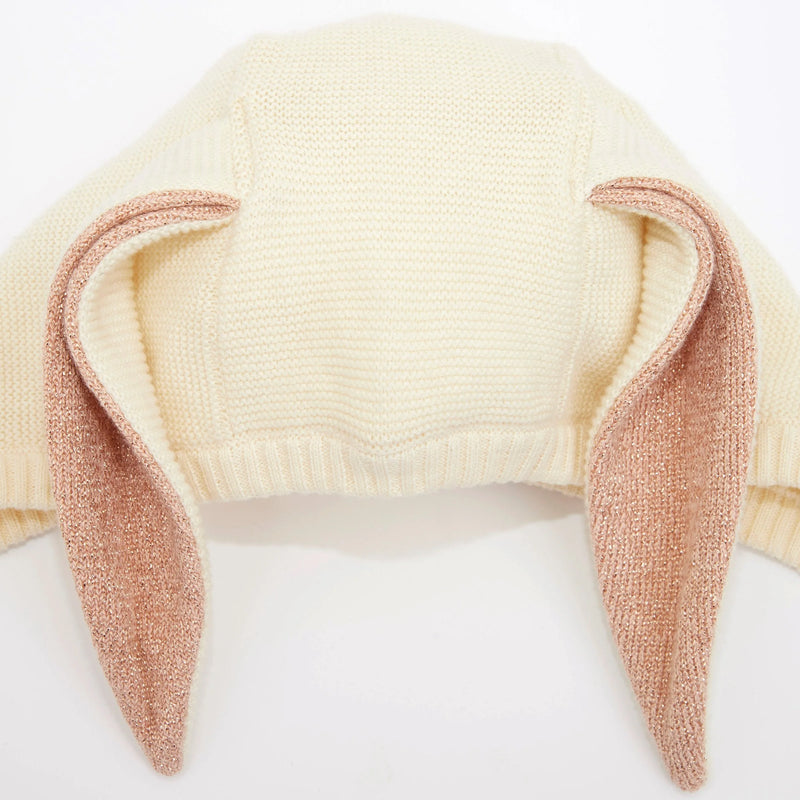 Peach Sparkles Bunny Baby Bonnet