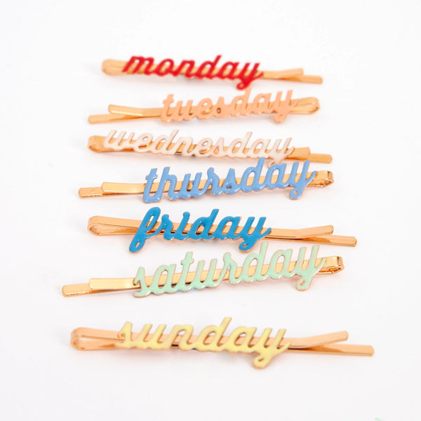 Enamel Week Day Hair Slides