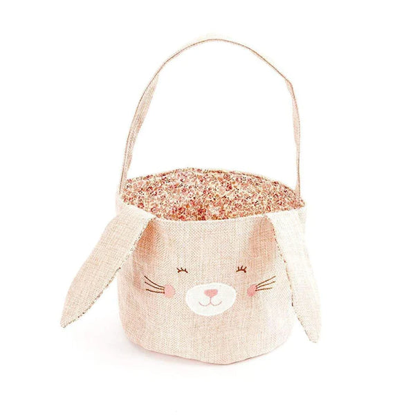 Pink Linen Bunny Basket - Small - The Gray Dragon