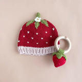 Cotton Rattle Teether, Strawberry