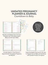 Preview of journal. Monthly and Weekly Views, Stickers, Spaces for tracking doctor's appointments, Helpfull Tools and To-Do Lists.