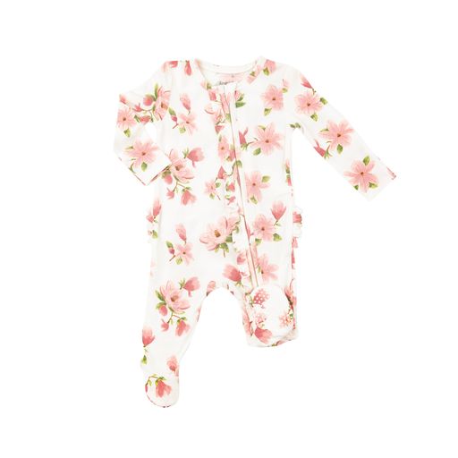 2 Way Ruffle Zipper Footie - Sweet Magnolia